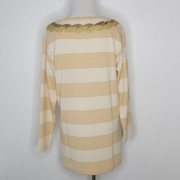 St. John Collection Nautical Sweater Gold Striped Vintage Rope Small - Picture 3 of 13